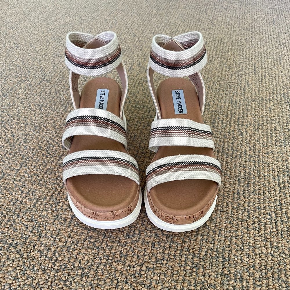 Beige Multi Bandi Platform Sandal